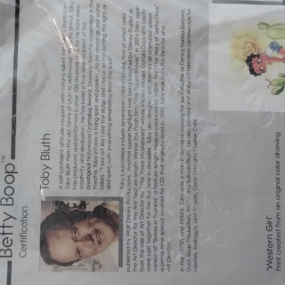 Betty Boop 2006 Western Girl By Toby Bluth Signed Print 13"x16" - Picture 5 of 10